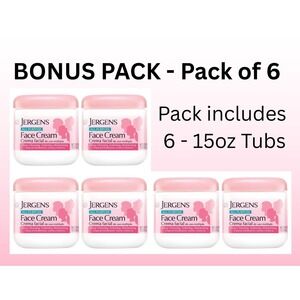 Jergens All Purpose Face Cream 6 Pack 15oz Tubs Soft Moisturizing Bonus Pack